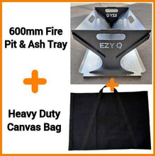 Load image into Gallery viewer, BUNDLE: Flat Packed 600mm Fire Pit &amp; Ash Tray + Heavy Duty Canvas Bag