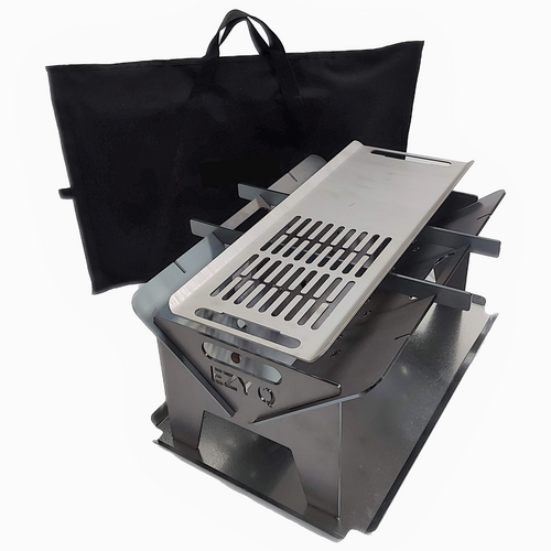 BUNDLE: 5mm Thick Fire Pit (Mild Steel) + Grill (Stainless Steel) + Canvas Bag (600mm Long)