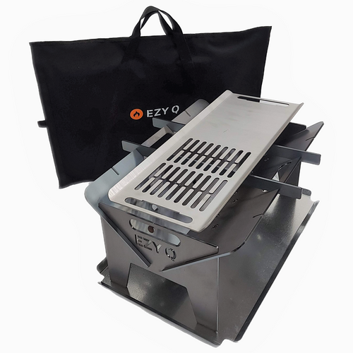 BUNDLE: 5mm Thick Fire Pit (Mild Steel) + Grill (Stainless Steel) + Canvas Bag (600mm Long)