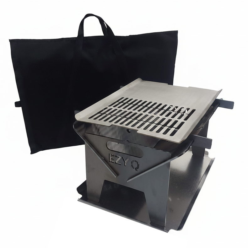 BUNDLE: 5mm Thick Fire Pit (Mild Steel) + Grill (Stainless Steel) + Canvas Bag (500mm Long)
