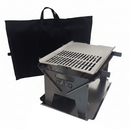 BUNDLE: 5mm Thick Fire Pit (Mild Steel) + Grill (Stainless Steel) + Canvas Bag (500mm Long)