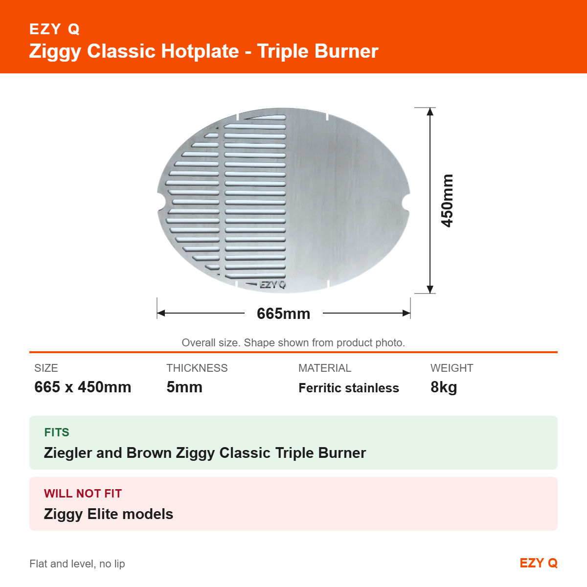 Ziggy Classic Hotplate - Triple Burner - size and fit guide