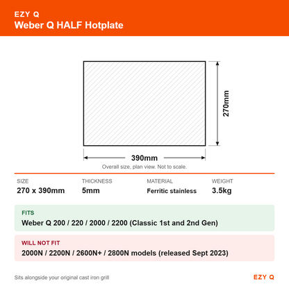 Weber Q HALF Hotplate - size and fit guide